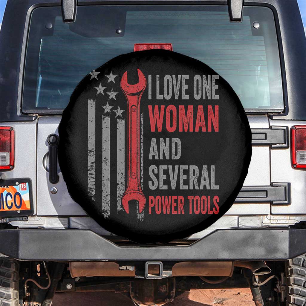 I Love One Woman And Several Power Tools Spare Tire Cover Funny Mechanic Handyman Carpenter