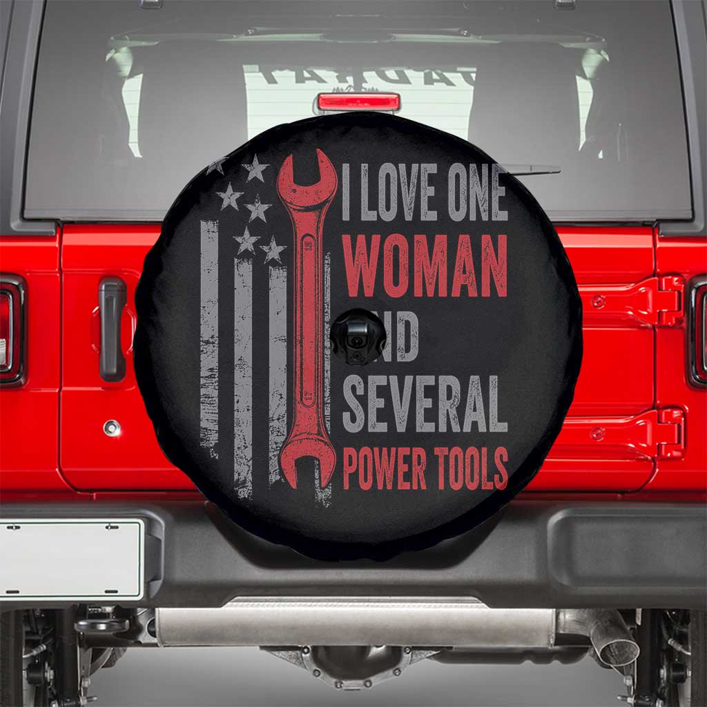 I Love One Woman And Several Power Tools Spare Tire Cover Funny Mechanic Handyman Carpenter