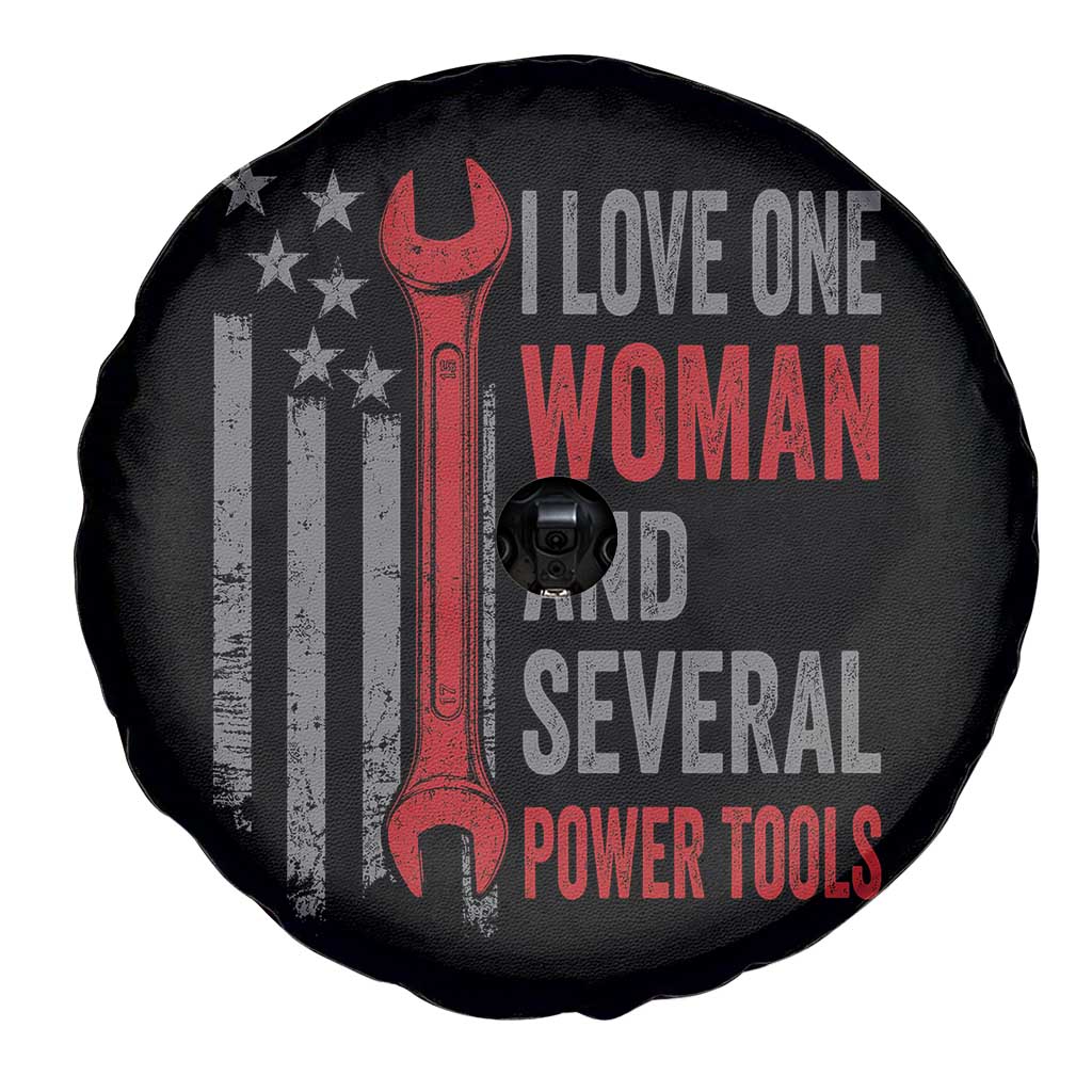 I Love One Woman And Several Power Tools Spare Tire Cover Funny Mechanic Handyman Carpenter