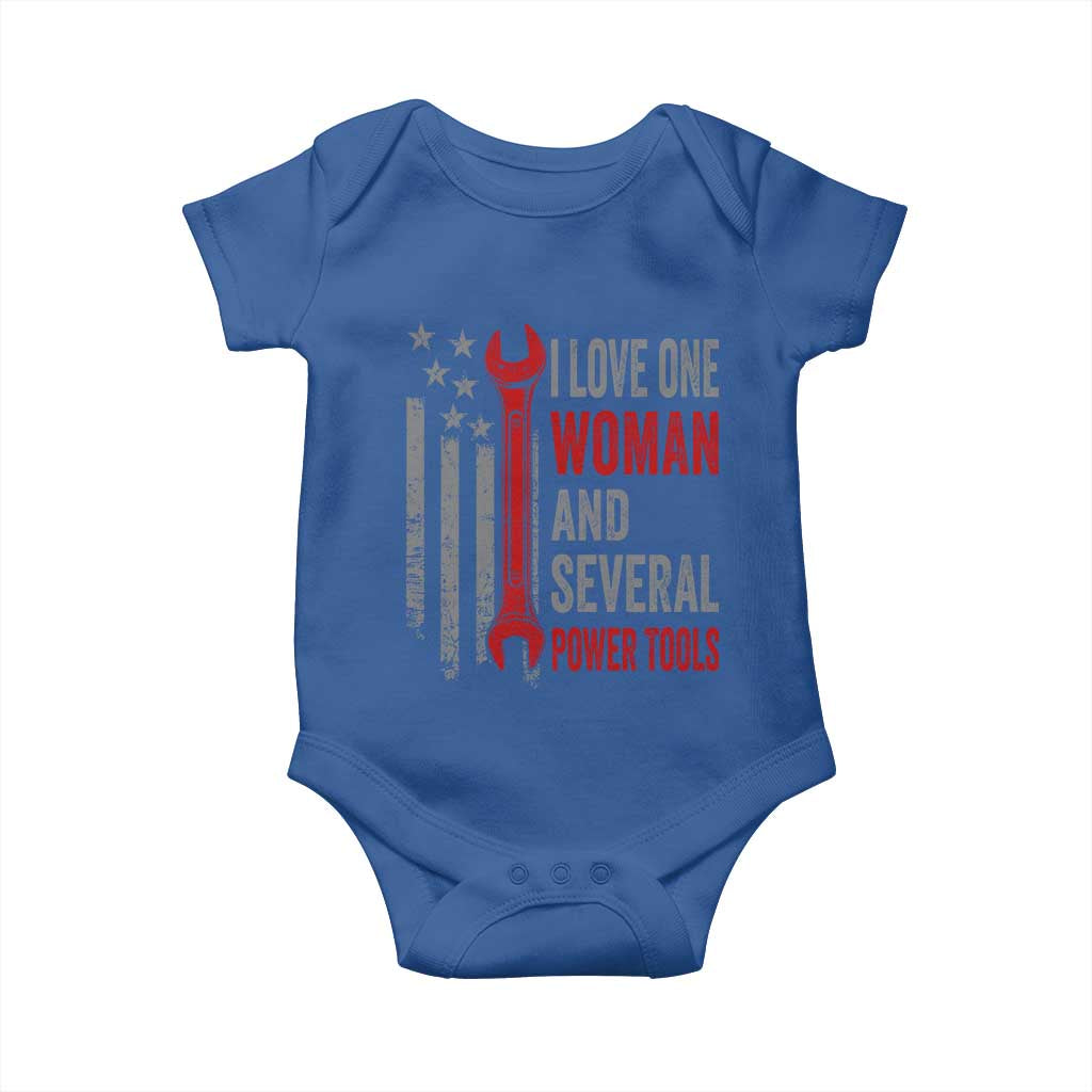 I Love One Woman And Several Power Tools Baby Onesie Funny Mechanic Handyman Carpenter