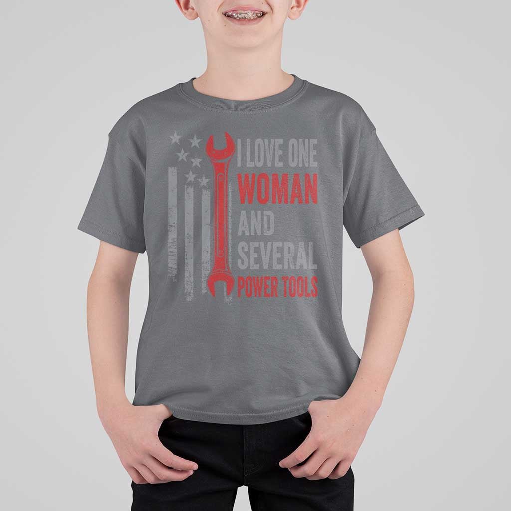 I Love One Woman And Several Power Tools T Shirt For Kid Funny Mechanic Handyman Carpenter