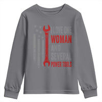 I Love One Woman And Several Power Tools Youth Sweatshirt Funny Mechanic Handyman Carpenter