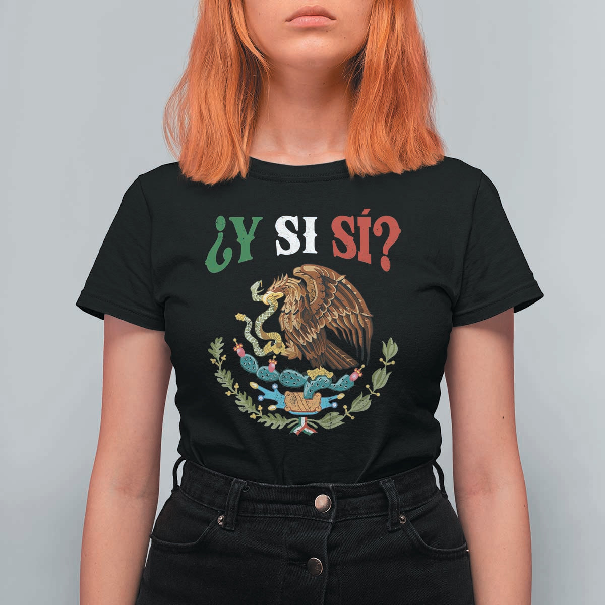 Mexican Y Si Si T Shirt For Women Escudo Mexico Coat of Arms Funny Hispanic Saying