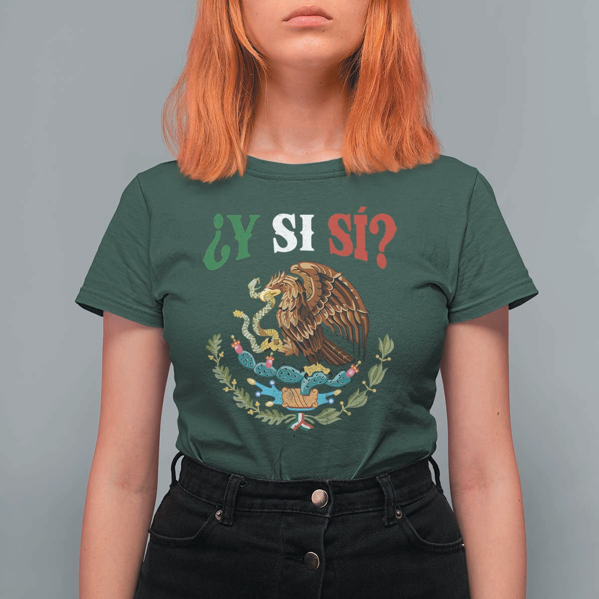 Mexican Y Si Si T Shirt For Women Escudo Mexico Coat of Arms Funny Hispanic Saying