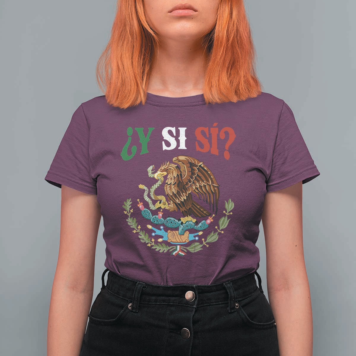 Mexican Y Si Si T Shirt For Women Escudo Mexico Coat of Arms Funny Hispanic Saying