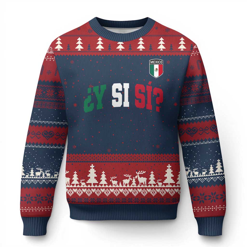 Mexican Y Si Si Football Jersey Style Ugly Christmas Sweater Funny Mexico Roots