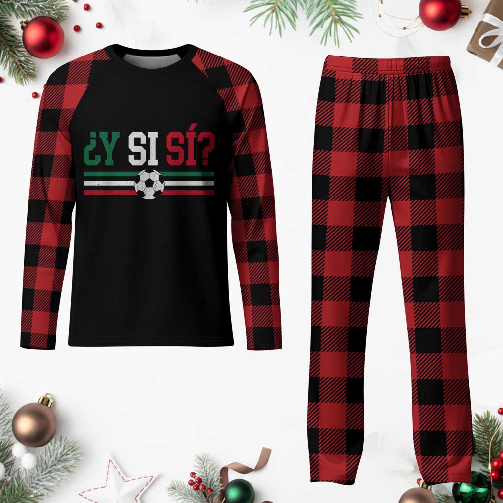 Y Si Sí Mexico Football Plaid Pajama Set Vintage Mexican Flag Soccer Lover
