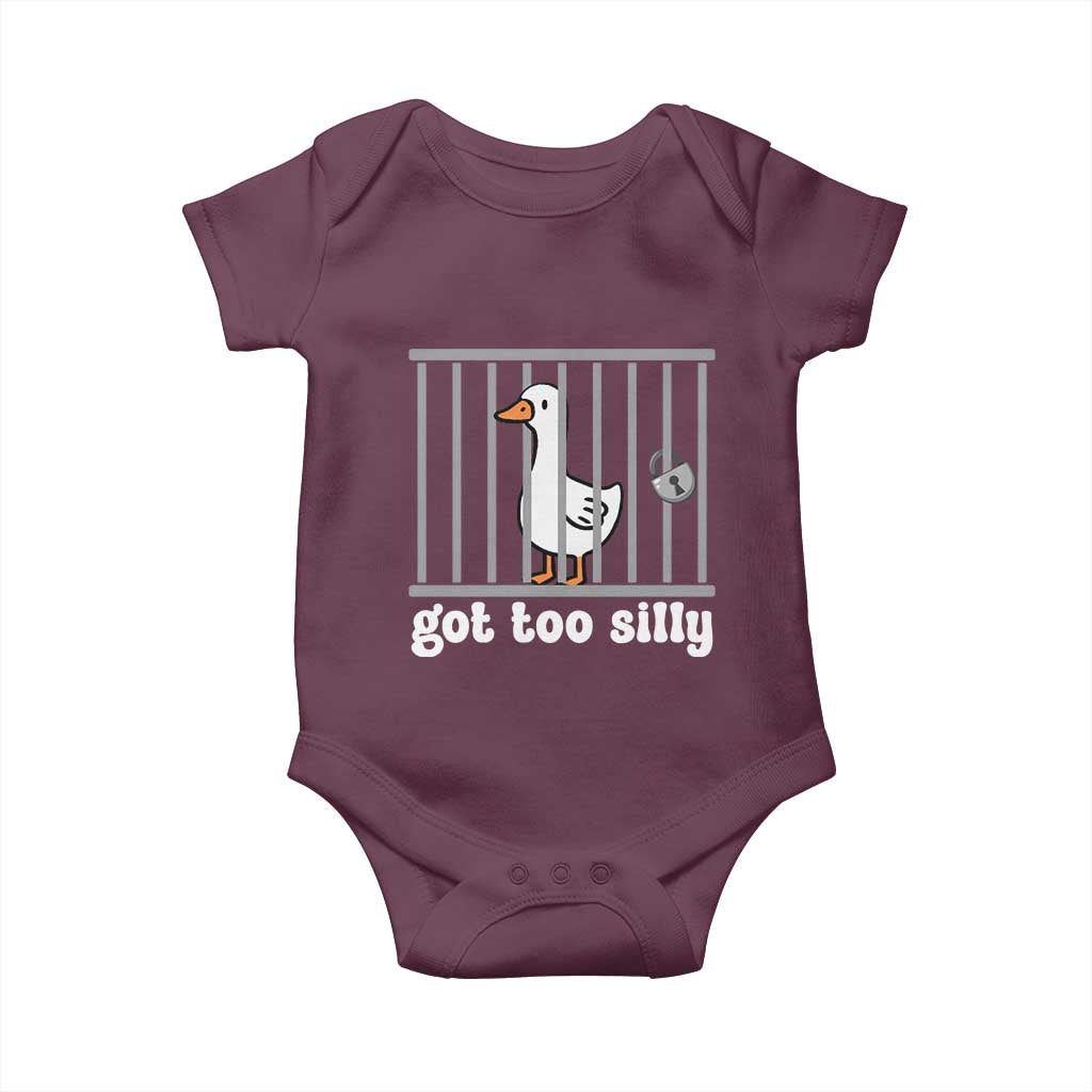 Funny Got Too Silly Baby Onesie Goose Pun Humor Animal Lovers - Wonder Print Shop