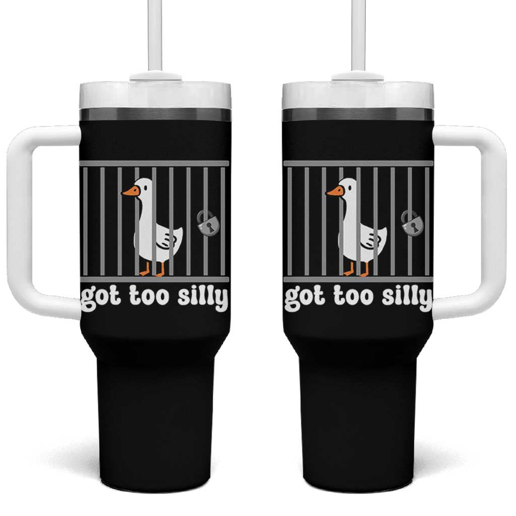Funny Got Too Silly Tumbler With Handle Goose Pun Humor Animal Lovers - Wonder Print Shop