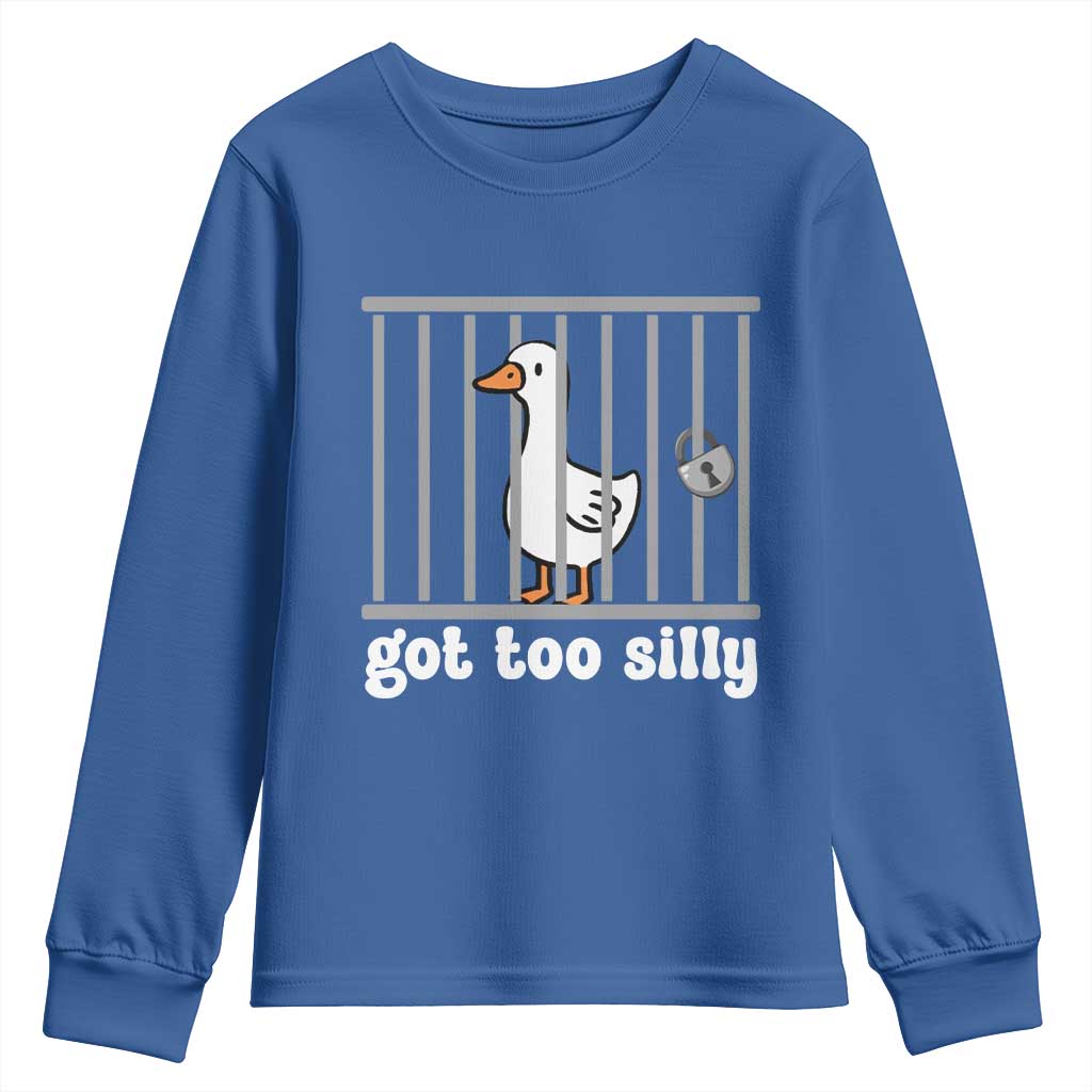 Funny Got Too Silly Youth Sweatshirt Goose Pun Humor Animal Lovers - Wonder Print Shop