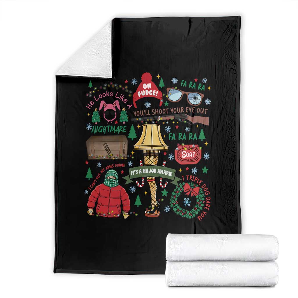 Funny Christmas Movie Throw Blanket Oh Fudge Bunny Pajama Italian Leg Lamp - Wonder Print Shop