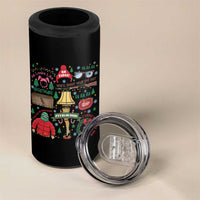 Funny Christmas Movie 4 in 1 Can Cooler Tumbler Oh Fudge Bunny Pajama Italian Leg Lamp - Wonder Print Shop