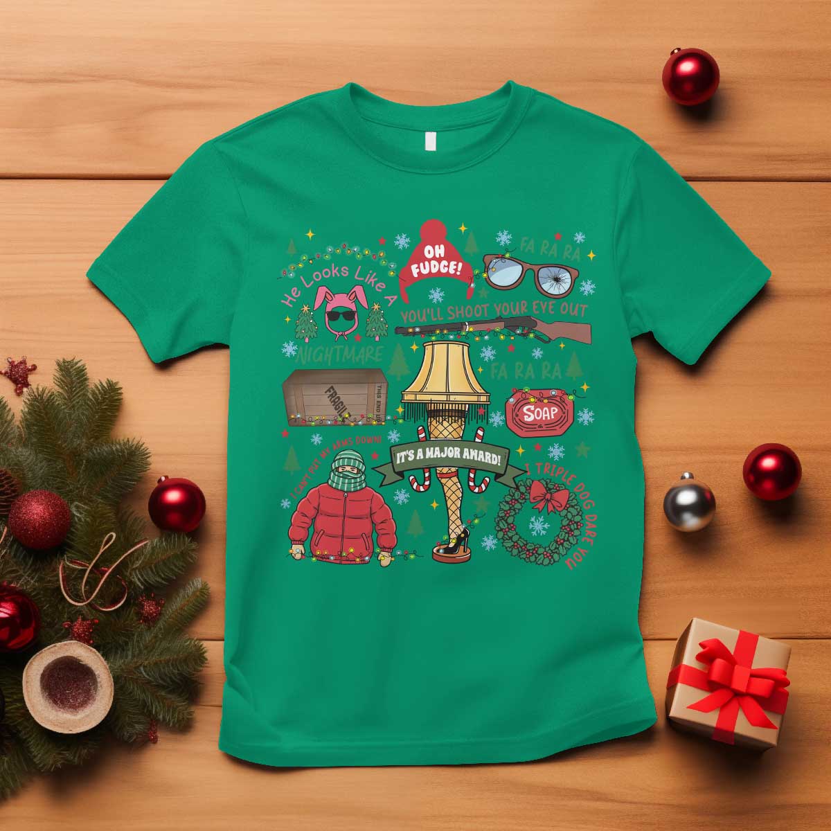 Funny Christmas Movie T Shirt Oh Fudge Bunny Pajama Italian Leg Lamp - Wonder Print Shop