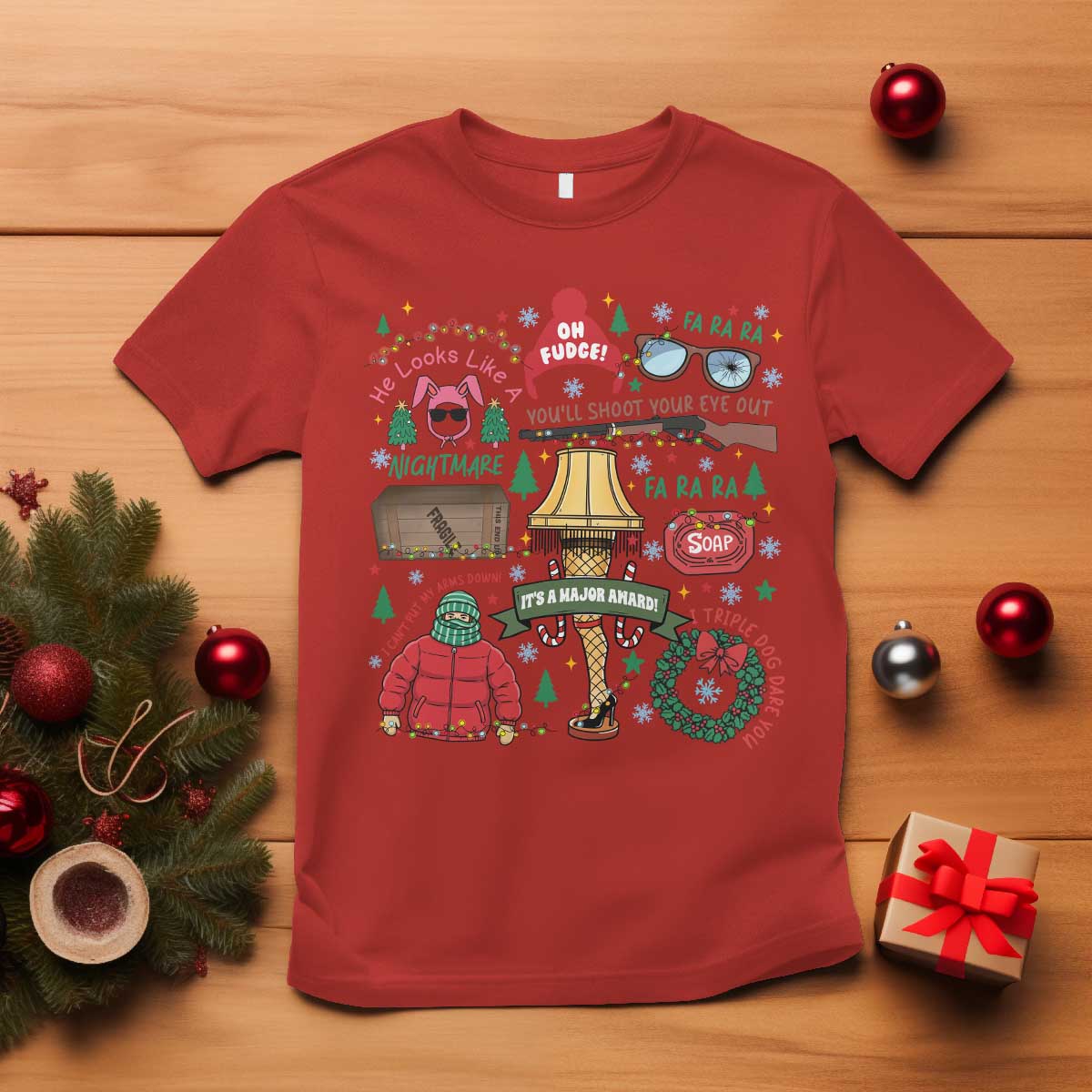 Funny Christmas Movie T Shirt Oh Fudge Bunny Pajama Italian Leg Lamp - Wonder Print Shop
