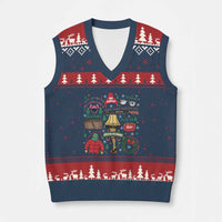 Funny Xmas Movie V-Neck Knit Sweater Vest Oh Fudge Bunny Pajama Italian Leg Lamp - Wonder Print Shop