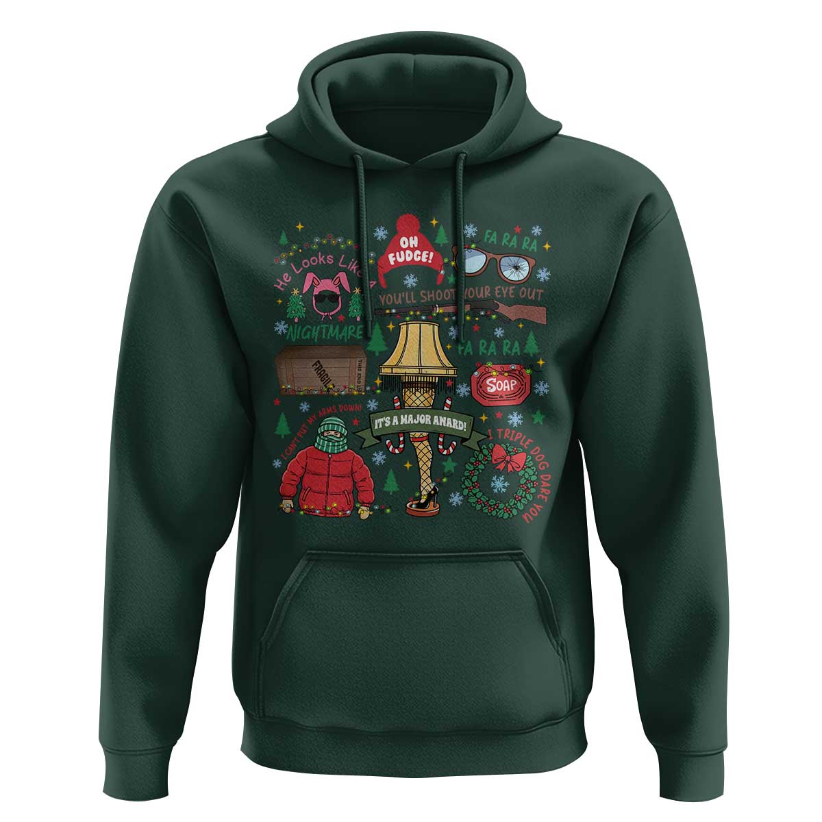 Funny Christmas Movie Hoodie Oh Fudge Bunny Pajama Italian Leg Lamp - Wonder Print Shop
