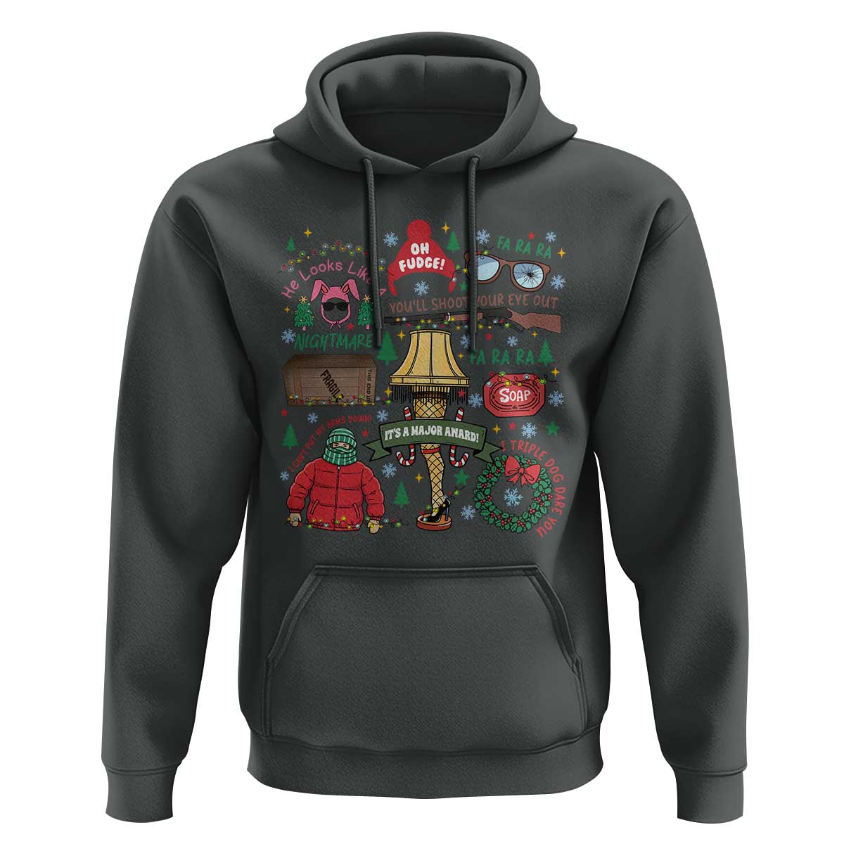 Funny Christmas Movie Hoodie Oh Fudge Bunny Pajama Italian Leg Lamp - Wonder Print Shop