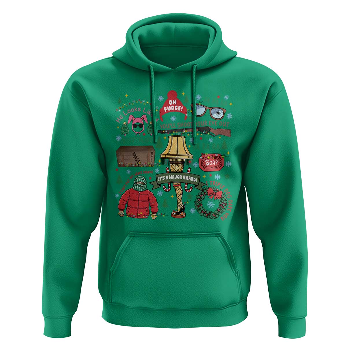 Funny Christmas Movie Hoodie Oh Fudge Bunny Pajama Italian Leg Lamp - Wonder Print Shop