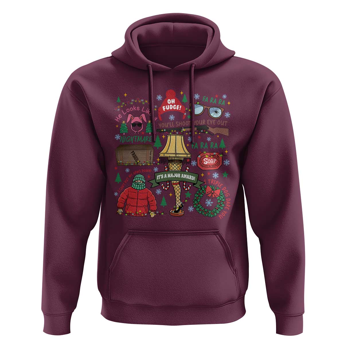Funny Christmas Movie Hoodie Oh Fudge Bunny Pajama Italian Leg Lamp - Wonder Print Shop