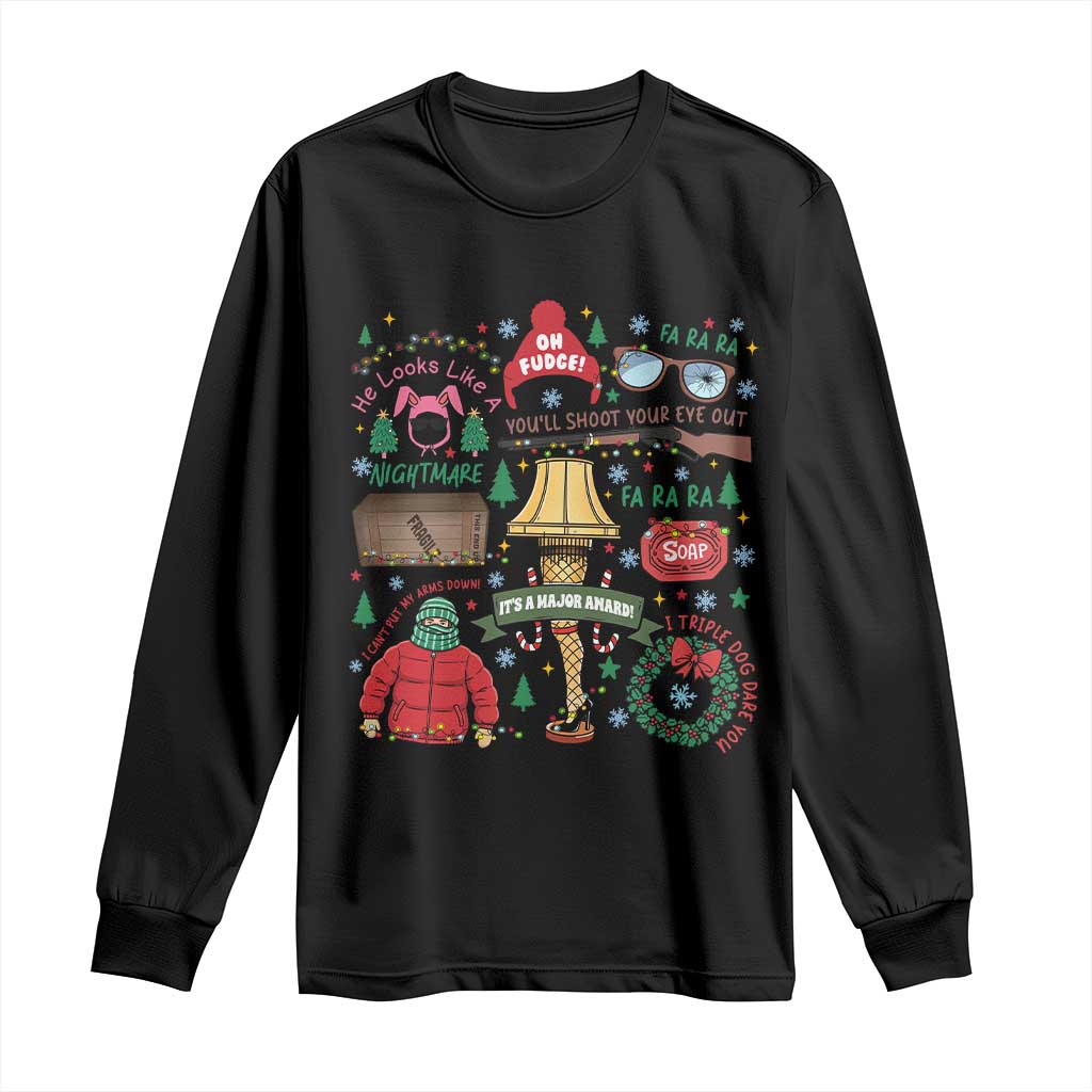 Funny Christmas Movie Long Sleeve Shirt Oh Fudge Bunny Pajama Italian Leg Lamp - Wonder Print Shop