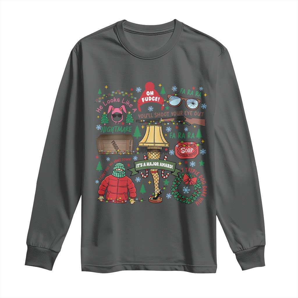 Funny Christmas Movie Long Sleeve Shirt Oh Fudge Bunny Pajama Italian Leg Lamp - Wonder Print Shop