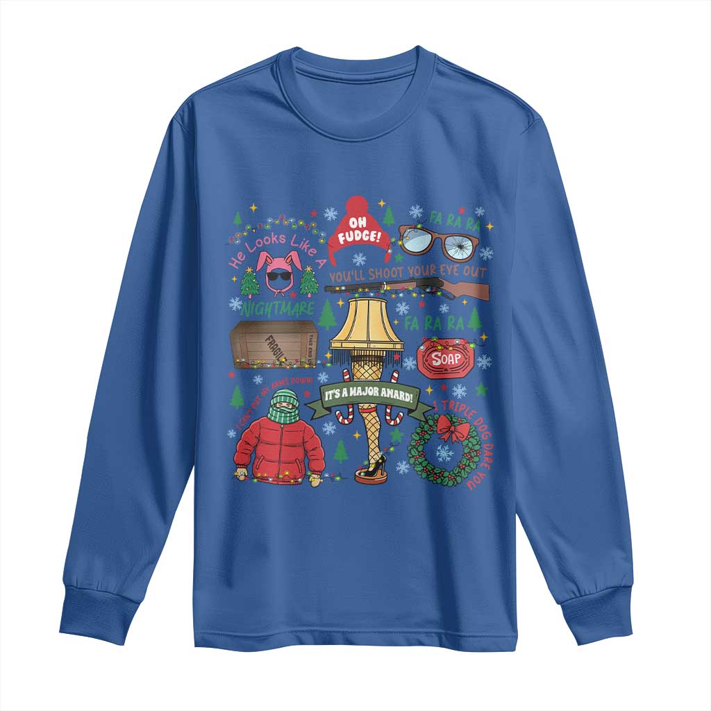 Funny Christmas Movie Long Sleeve Shirt Oh Fudge Bunny Pajama Italian Leg Lamp - Wonder Print Shop