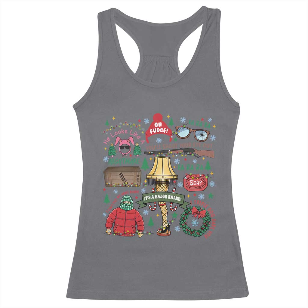 Funny Christmas Movie Racerback Tank Top Oh Fudge Bunny Pajama Italian Leg Lamp - Wonder Print Shop