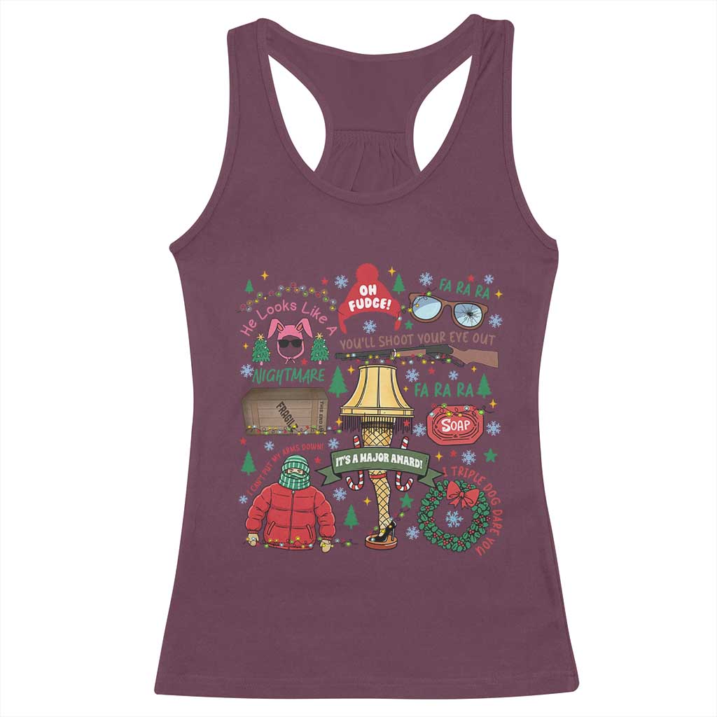 Funny Christmas Movie Racerback Tank Top Oh Fudge Bunny Pajama Italian Leg Lamp - Wonder Print Shop
