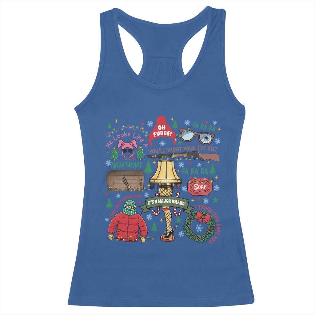 Funny Christmas Movie Racerback Tank Top Oh Fudge Bunny Pajama Italian Leg Lamp - Wonder Print Shop