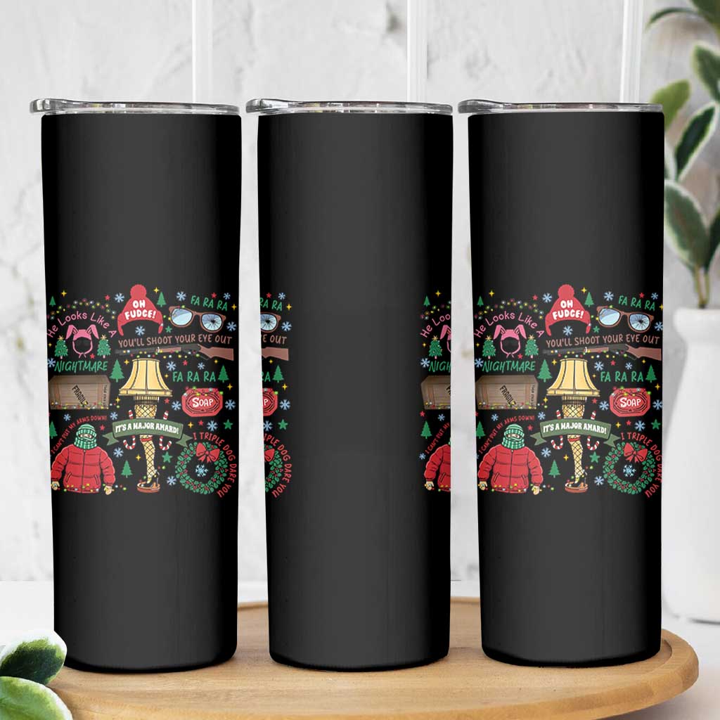 Funny Christmas Movie Skinny Tumbler Oh Fudge Bunny Pajama Italian Leg Lamp - Wonder Print Shop