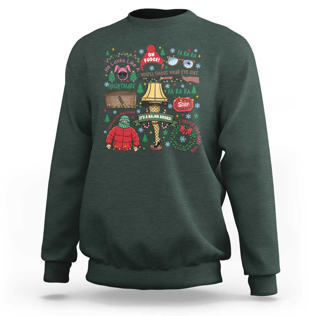 Funny Christmas Movie Sweatshirt Oh Fudge Bunny Pajama Italian Leg Lamp - Wonder Print Shop
