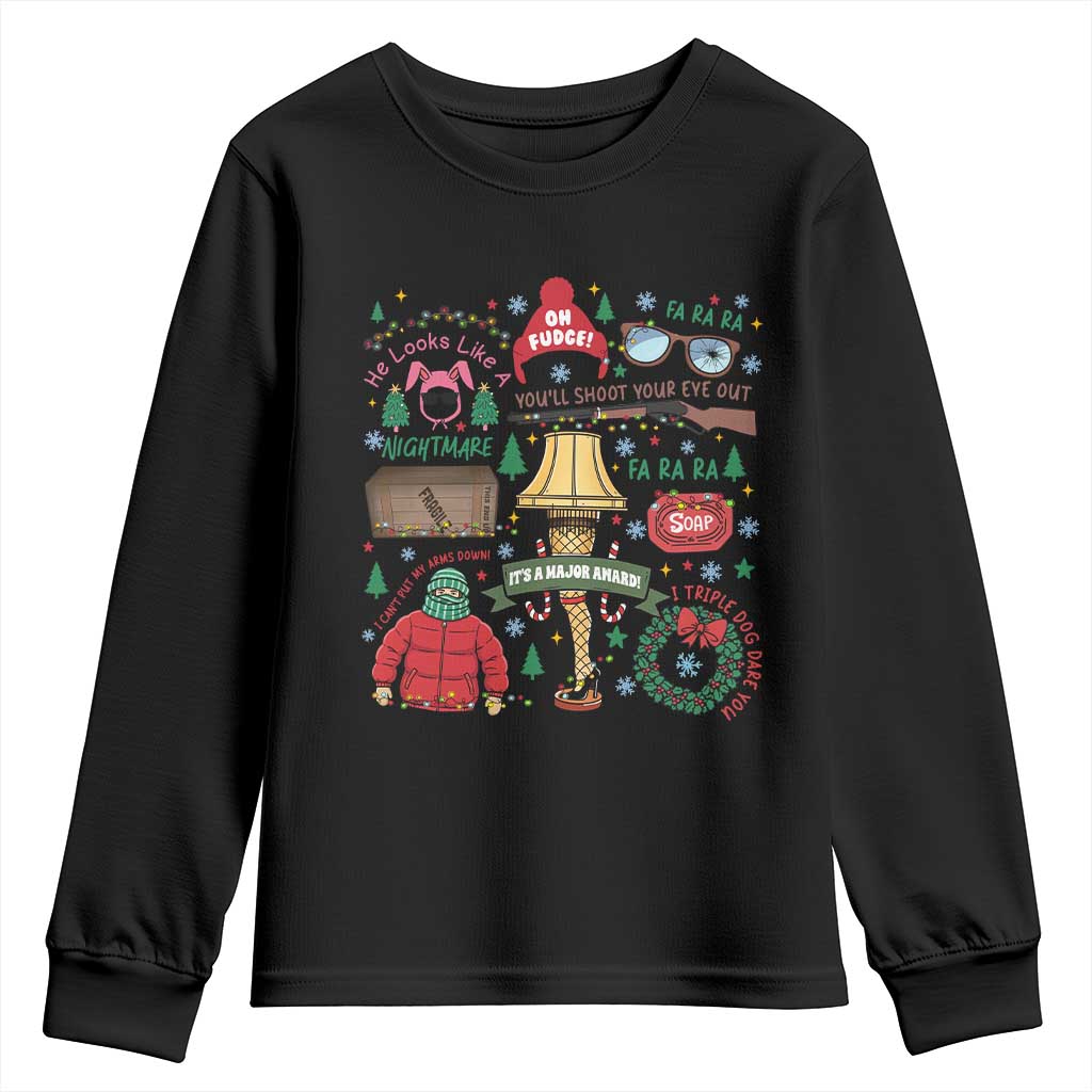 Funny Christmas Movie Youth Sweatshirt Oh Fudge Bunny Pajama Italian Leg Lamp - Wonder Print Shop