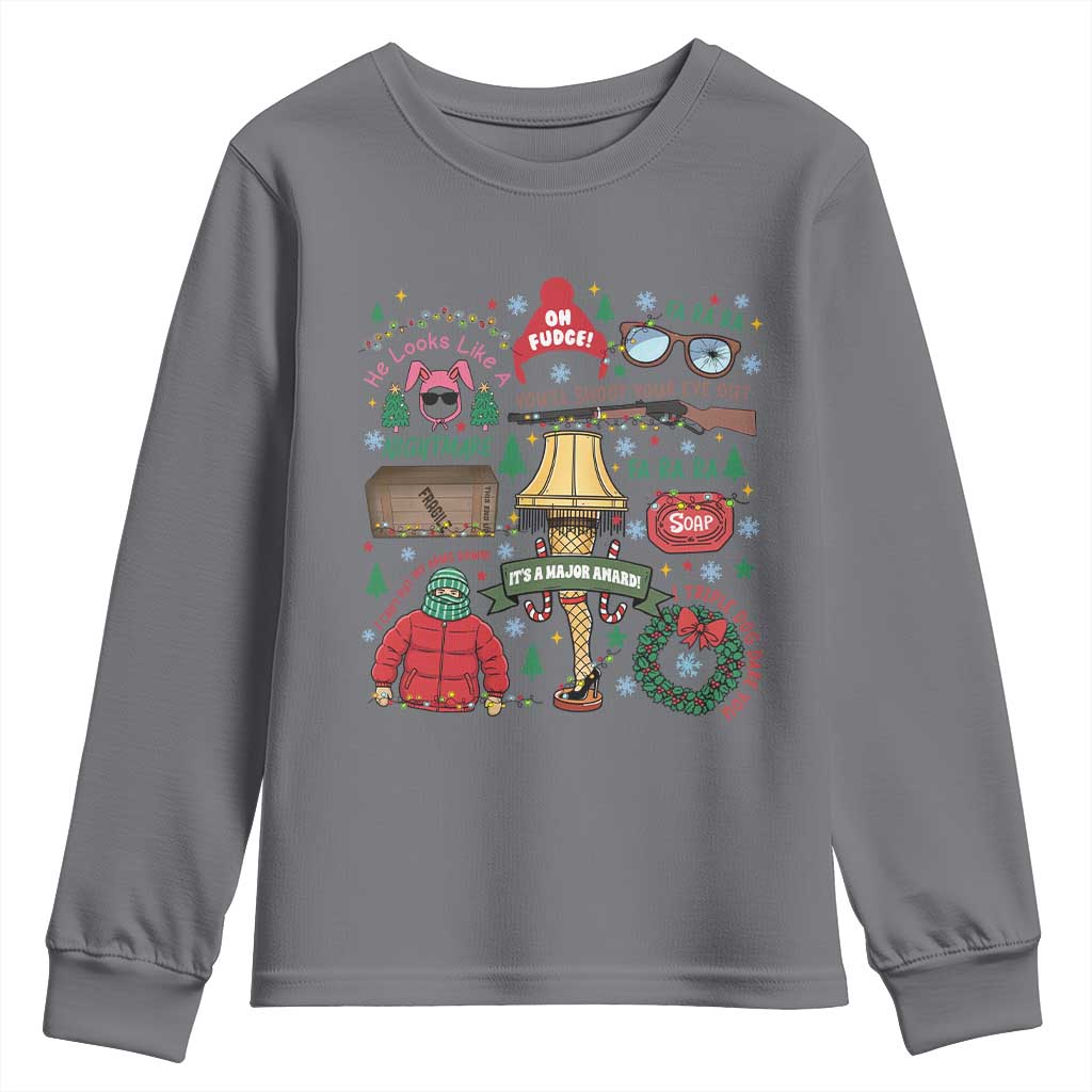 Funny Christmas Movie Youth Sweatshirt Oh Fudge Bunny Pajama Italian Leg Lamp - Wonder Print Shop