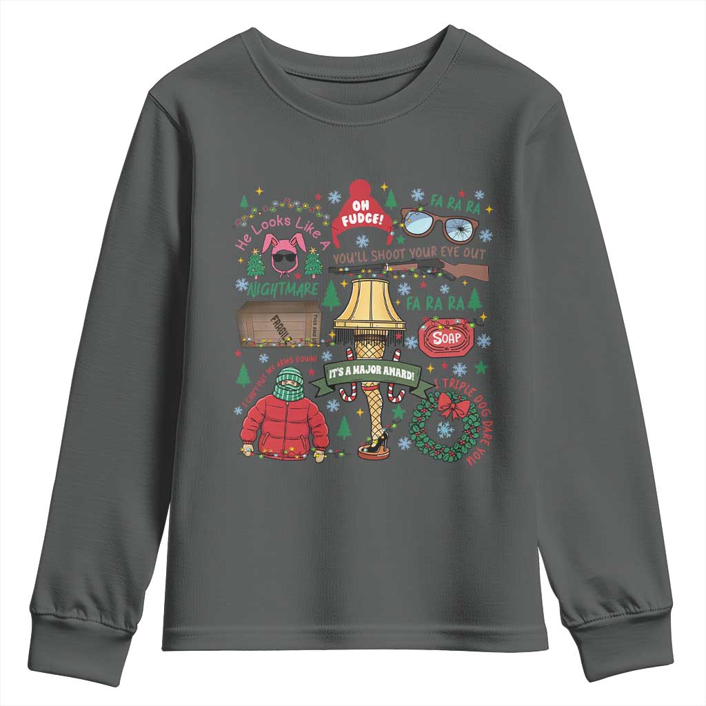 Funny Christmas Movie Youth Sweatshirt Oh Fudge Bunny Pajama Italian Leg Lamp - Wonder Print Shop