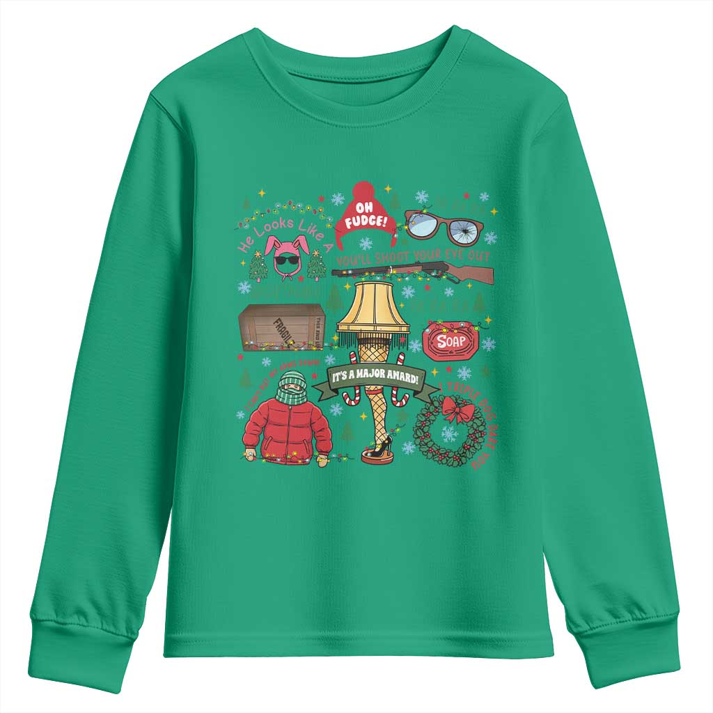 Funny Christmas Movie Youth Sweatshirt Oh Fudge Bunny Pajama Italian Leg Lamp - Wonder Print Shop