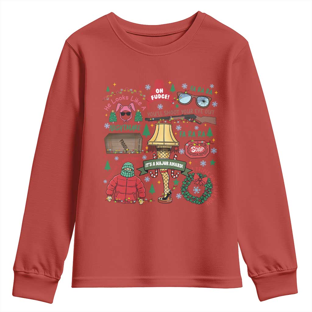 Funny Christmas Movie Youth Sweatshirt Oh Fudge Bunny Pajama Italian Leg Lamp - Wonder Print Shop