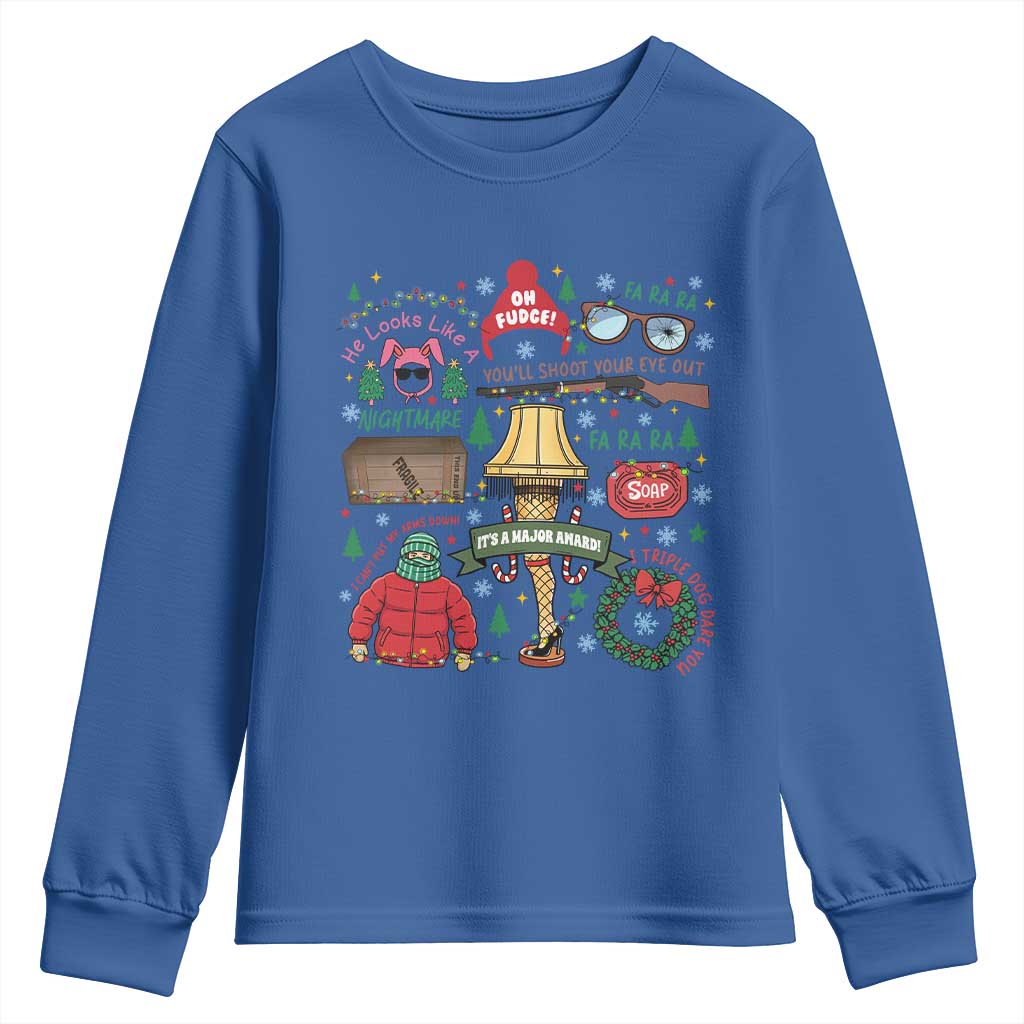 Funny Christmas Movie Youth Sweatshirt Oh Fudge Bunny Pajama Italian Leg Lamp - Wonder Print Shop