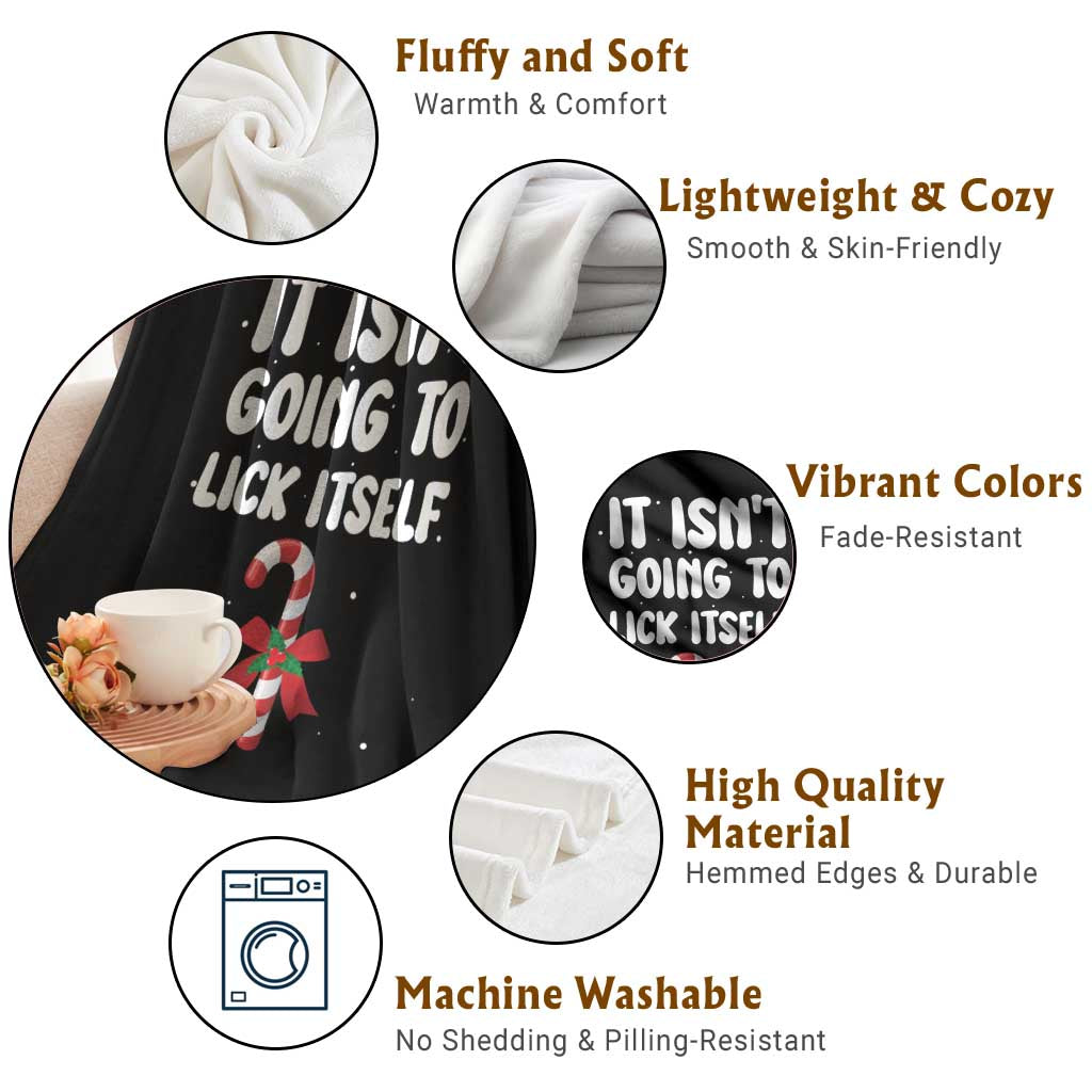 Funny Christmas It Isn't Going To Lick Itself Throw Blanket Xmas Adult Humor Couple Matching - Wonder Print Shop