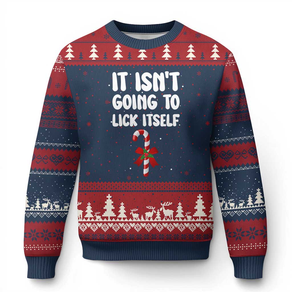 Funny Xmas It Isn't Going To Lick Itself Ugly Christmas Sweater Xmas Adult Humor Couple Matching - Wonder Print Shop