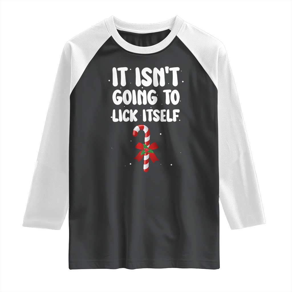 Funny Christmas It Isn't Going To Lick Itself Raglan Shirt Xmas Adult Humor Couple Matching - Wonder Print Shop