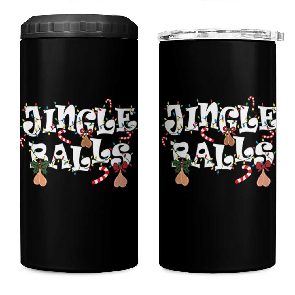 Funny Naughty Christmas Jingle Balls 4 in 1 Can Cooler Tumbler Santa Xmas Jingle Bells Adult Joke - Wonder Print Shop