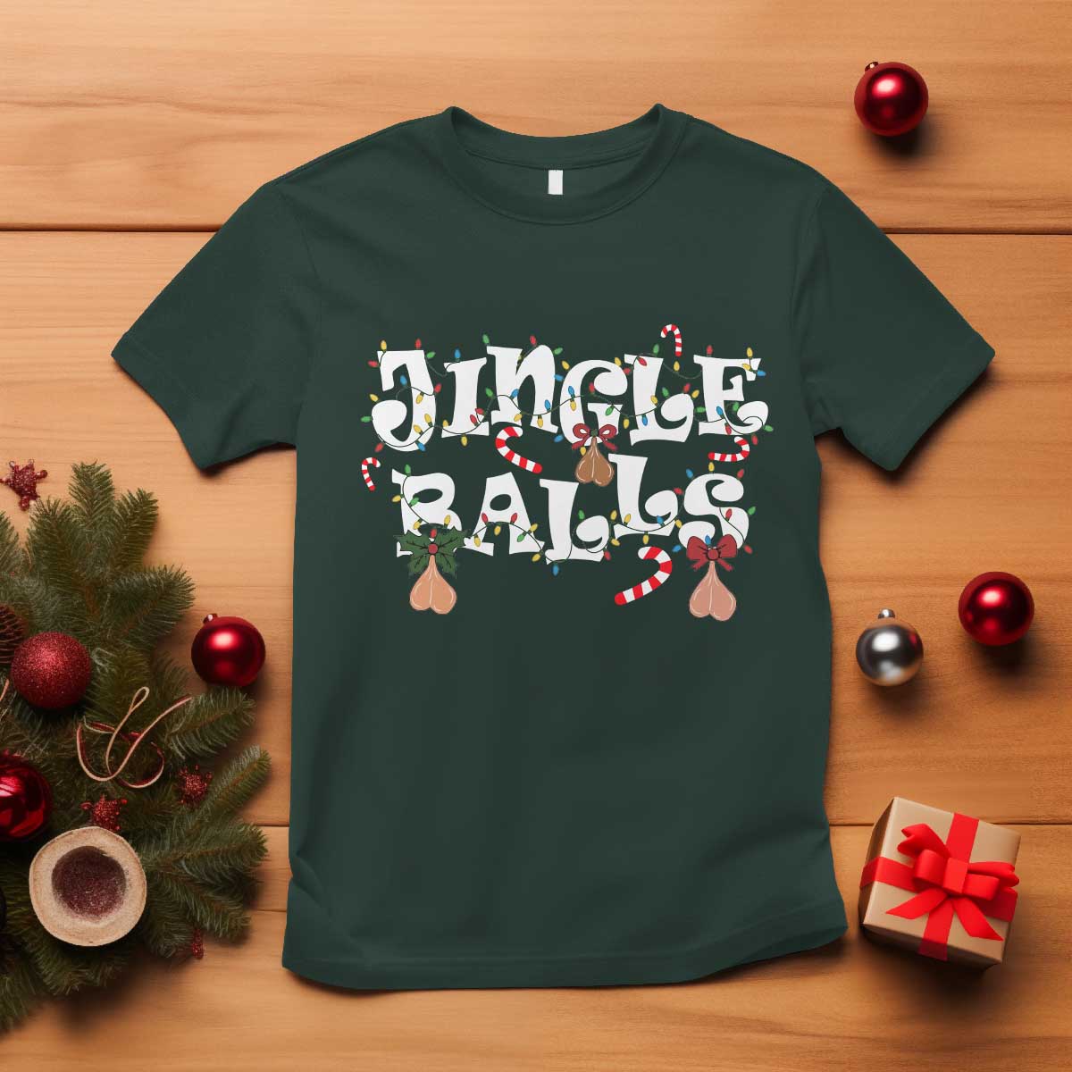 Funny Naughty Christmas Jingle Balls T Shirt Santa Xmas Jingle Bells Adult Joke - Wonder Print Shop