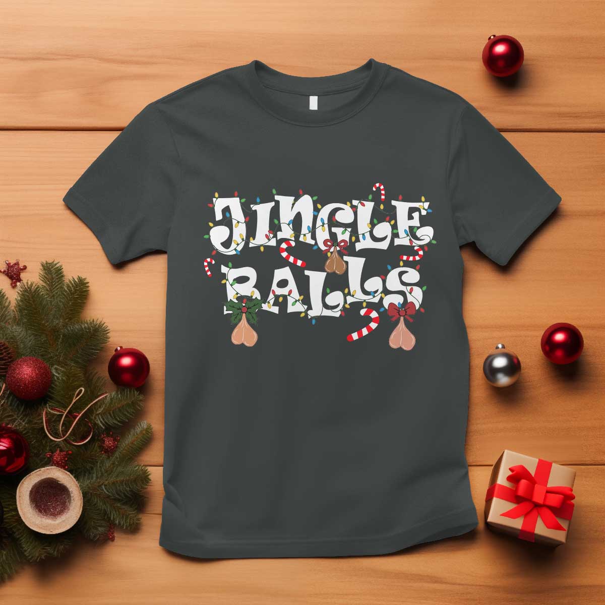 Funny Naughty Christmas Jingle Balls T Shirt Santa Xmas Jingle Bells Adult Joke - Wonder Print Shop