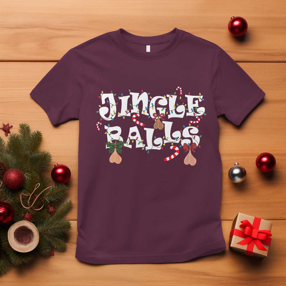 Funny Naughty Christmas Jingle Balls T Shirt Santa Xmas Jingle Bells Adult Joke - Wonder Print Shop