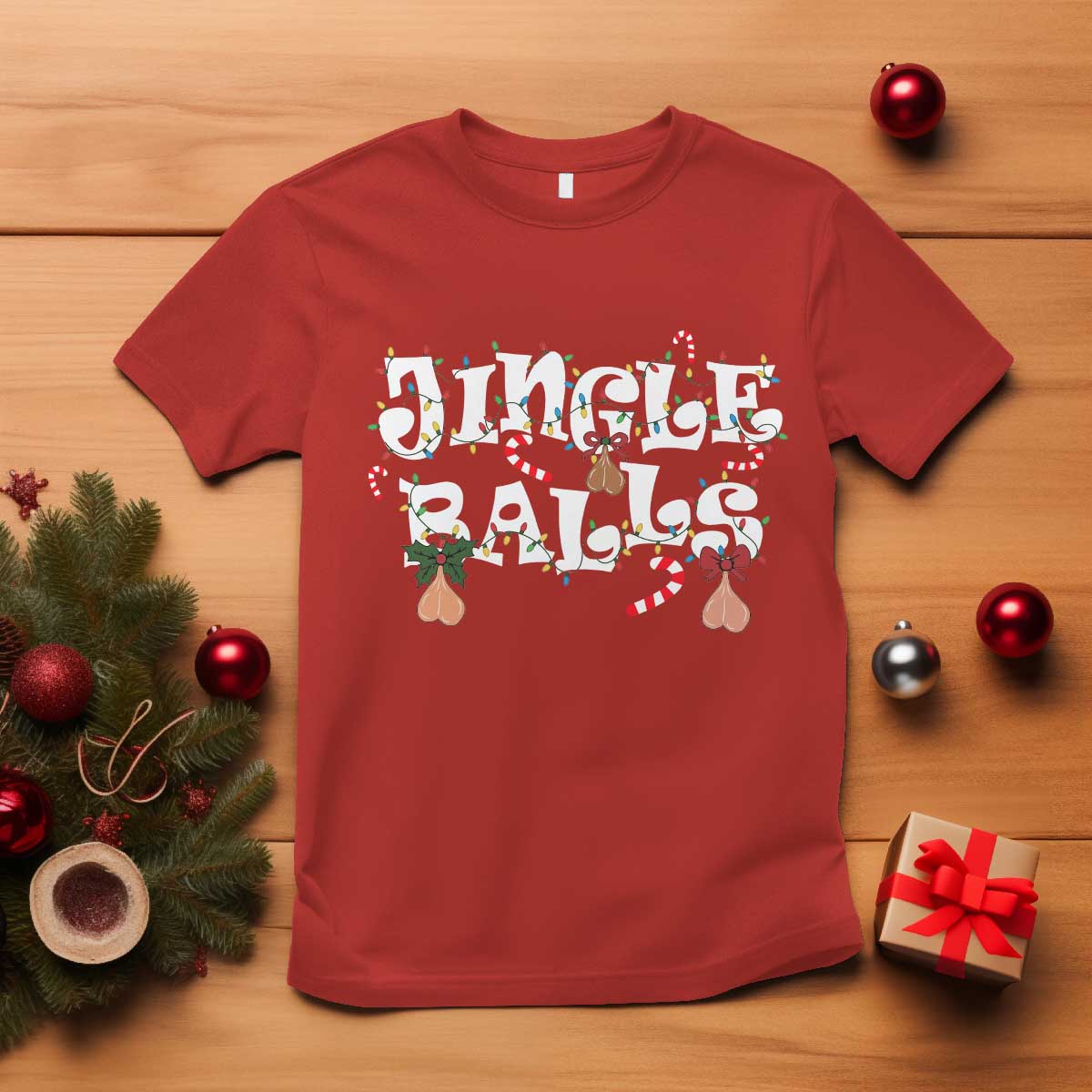 Funny Naughty Christmas Jingle Balls T Shirt Santa Xmas Jingle Bells Adult Joke - Wonder Print Shop
