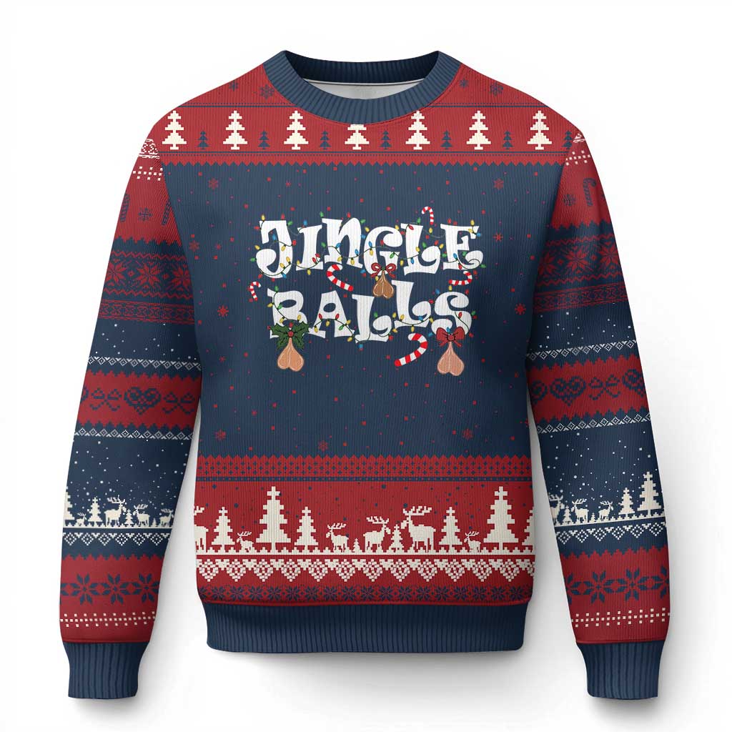 Funny Naughty Xmas Jingle Balls Ugly Christmas Sweater Santa Xmas Jingle Bells Adult Joke - Wonder Print Shop