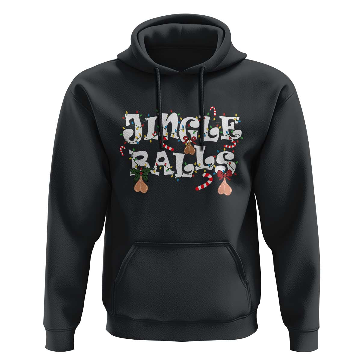 Funny Naughty Christmas Jingle Balls Hoodie Santa Xmas Jingle Bells Adult Joke - Wonder Print Shop