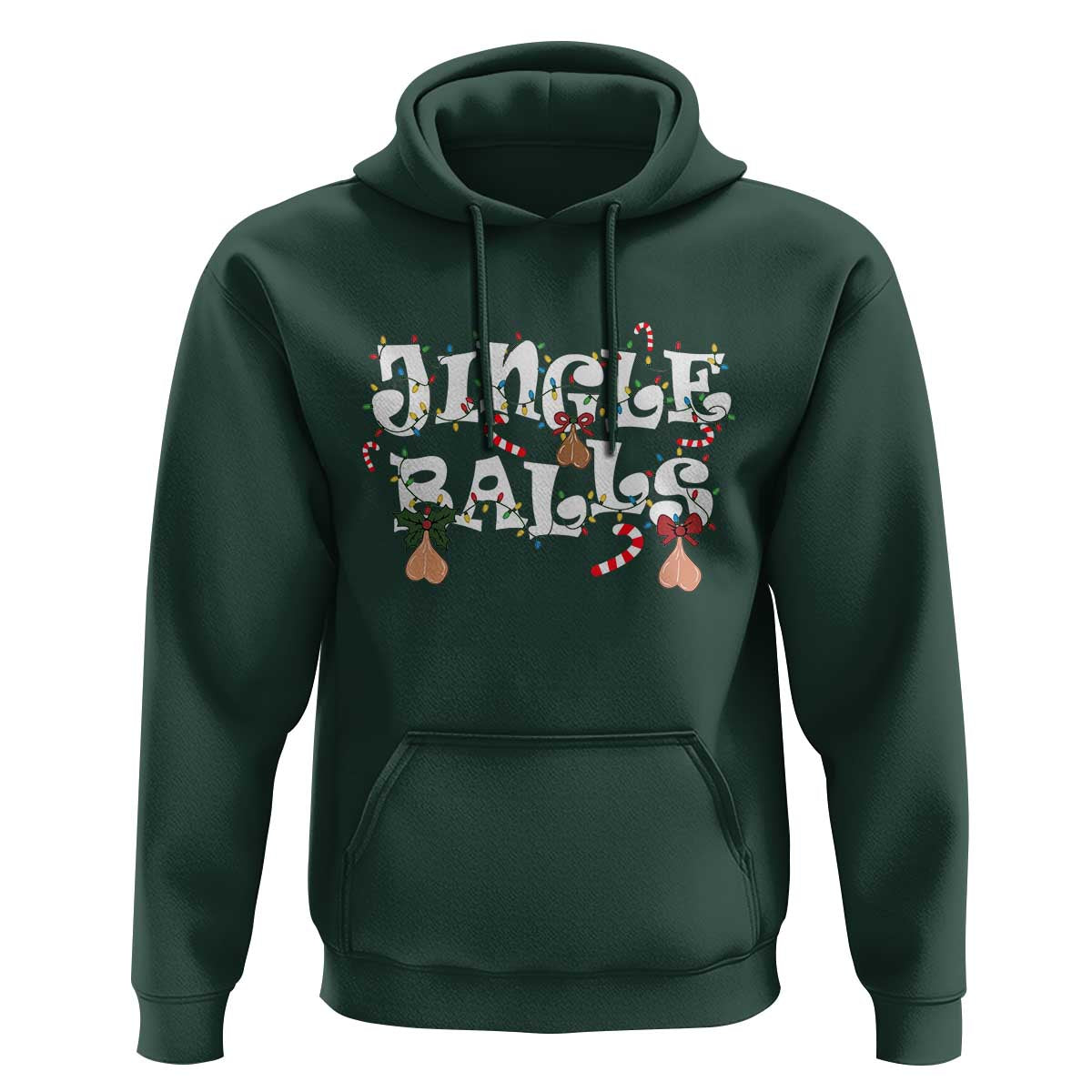 Funny Naughty Christmas Jingle Balls Hoodie Santa Xmas Jingle Bells Adult Joke - Wonder Print Shop