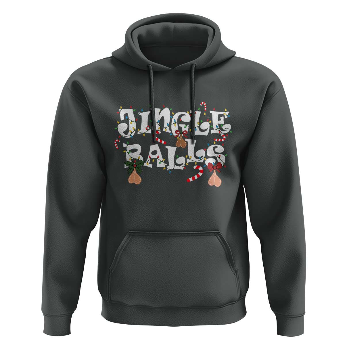 Funny Naughty Christmas Jingle Balls Hoodie Santa Xmas Jingle Bells Adult Joke - Wonder Print Shop