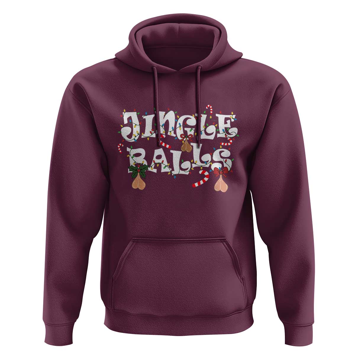 Funny Naughty Christmas Jingle Balls Hoodie Santa Xmas Jingle Bells Adult Joke - Wonder Print Shop